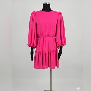 Alice + Olivia Vibrant Pink Long Sleeve Dress